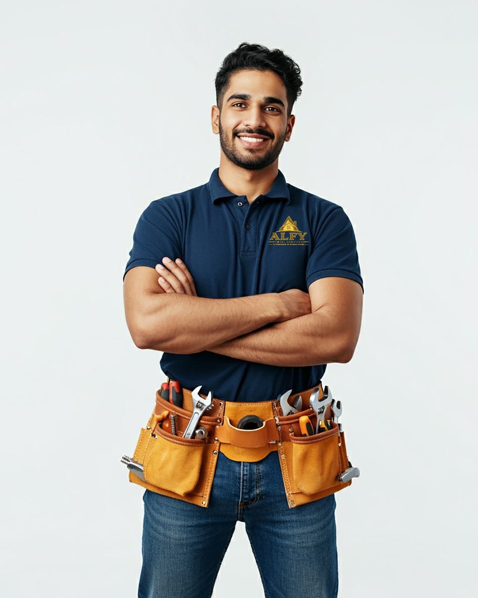 ALFY Total Services technician in uniform with a tool belt